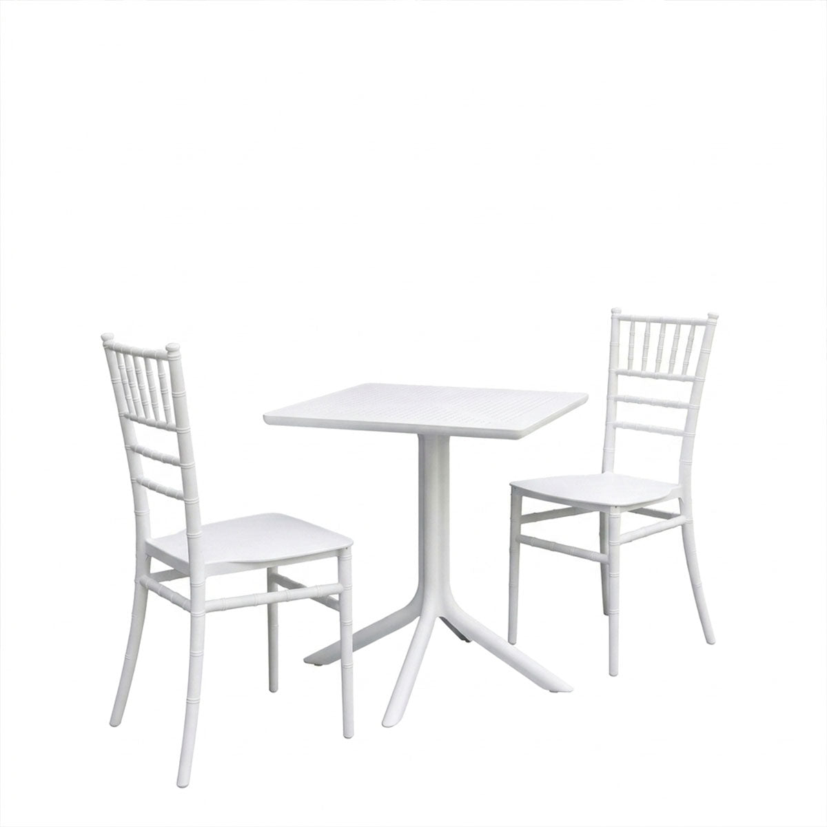Alb | SKU: 200-001850 | Set grădină masă și scaune Groovy-Tifany I, Alb, 60x60x76 cm, varianta Alb, produs pentru amenajarea locuinței, disponibil online în România la CasaMob