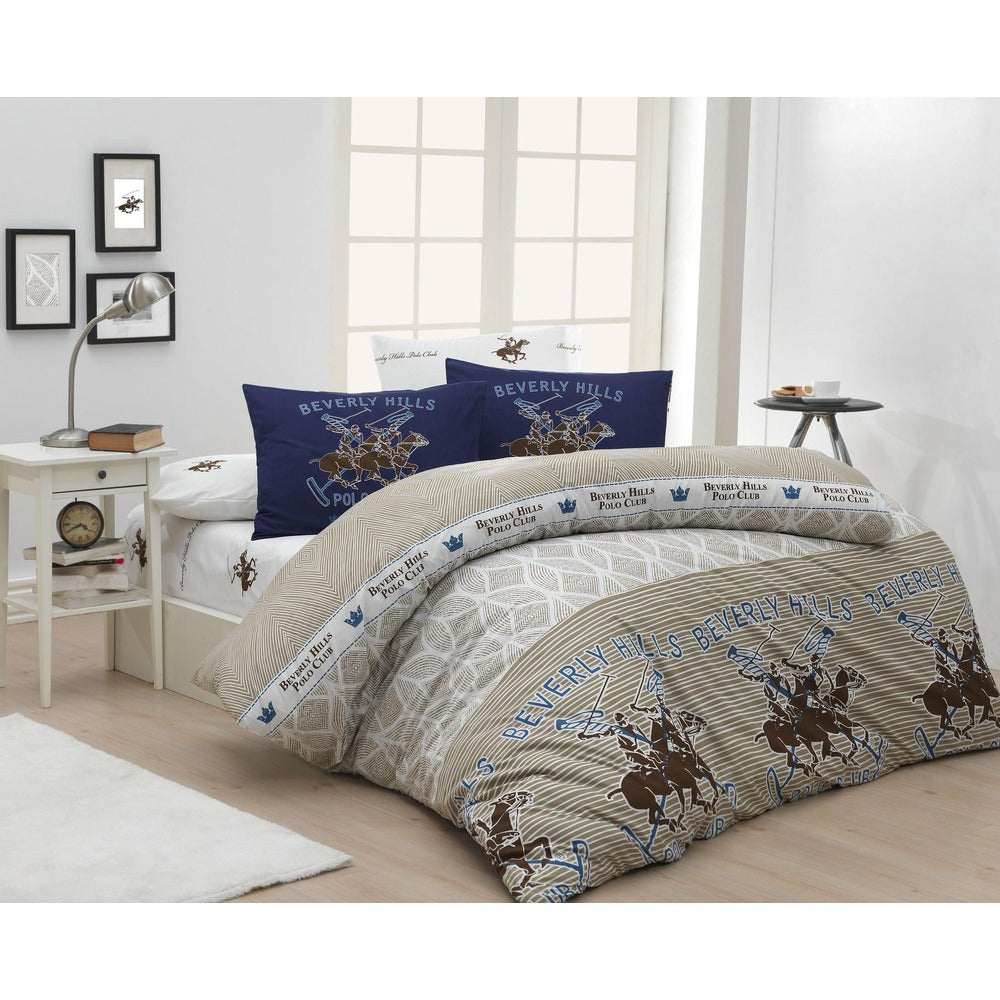 Set Lenjerie de pat double, 100% Bumbac Ranforce, Bej, 220x200 cm