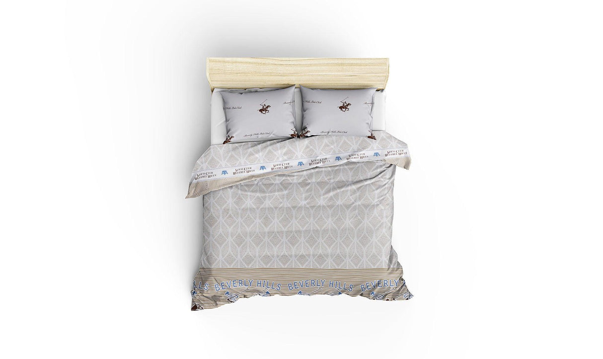 Set Lenjerie de pat double, 100% Bumbac Ranforce, Bej, 220x200 cm