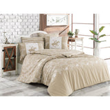 Set Lenjerie de pat double, 100% Bumbac Ranforce, Crem, 220x200 cm