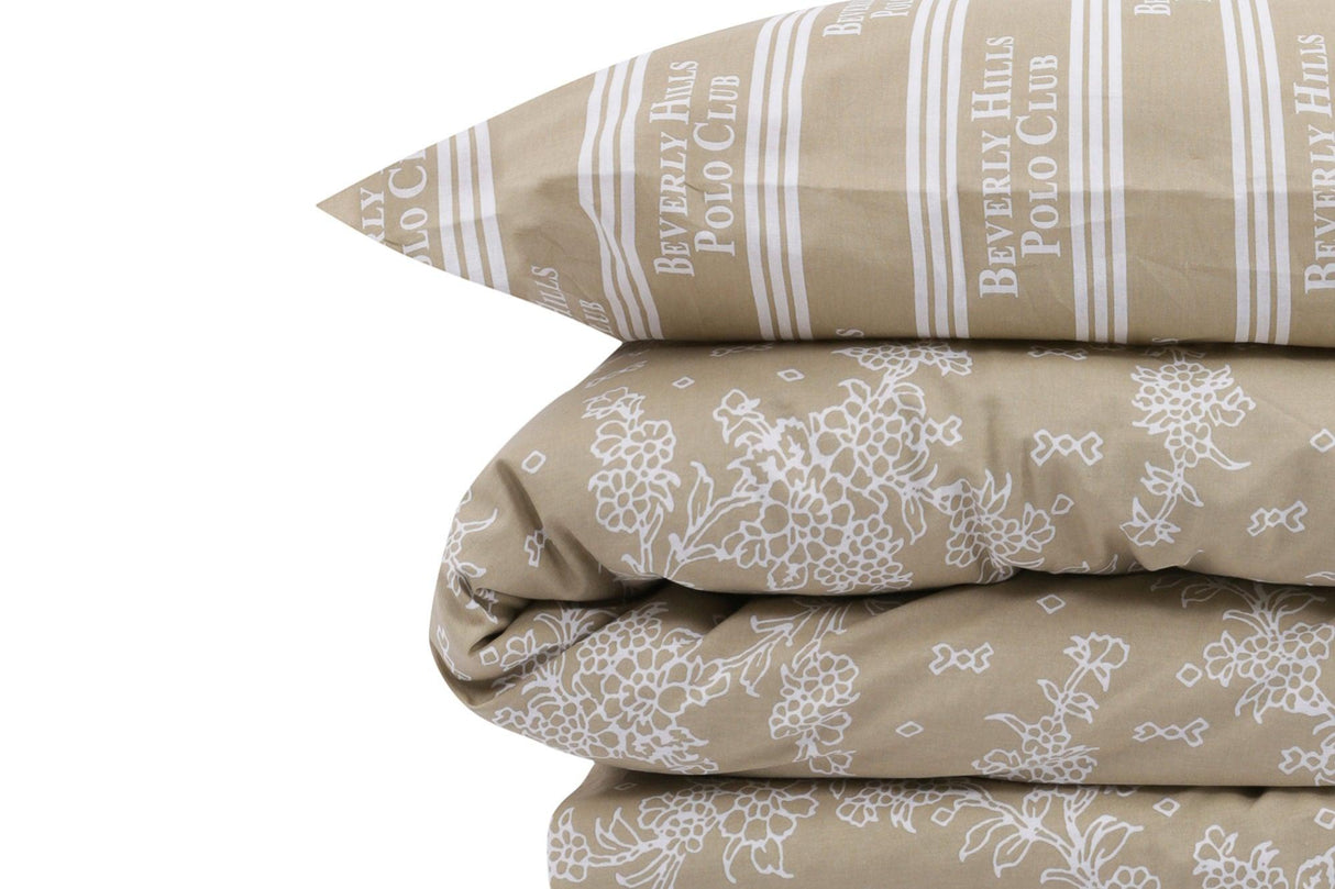Set Lenjerie de pat double, 100% Bumbac Ranforce, Crem, 220x200 cm