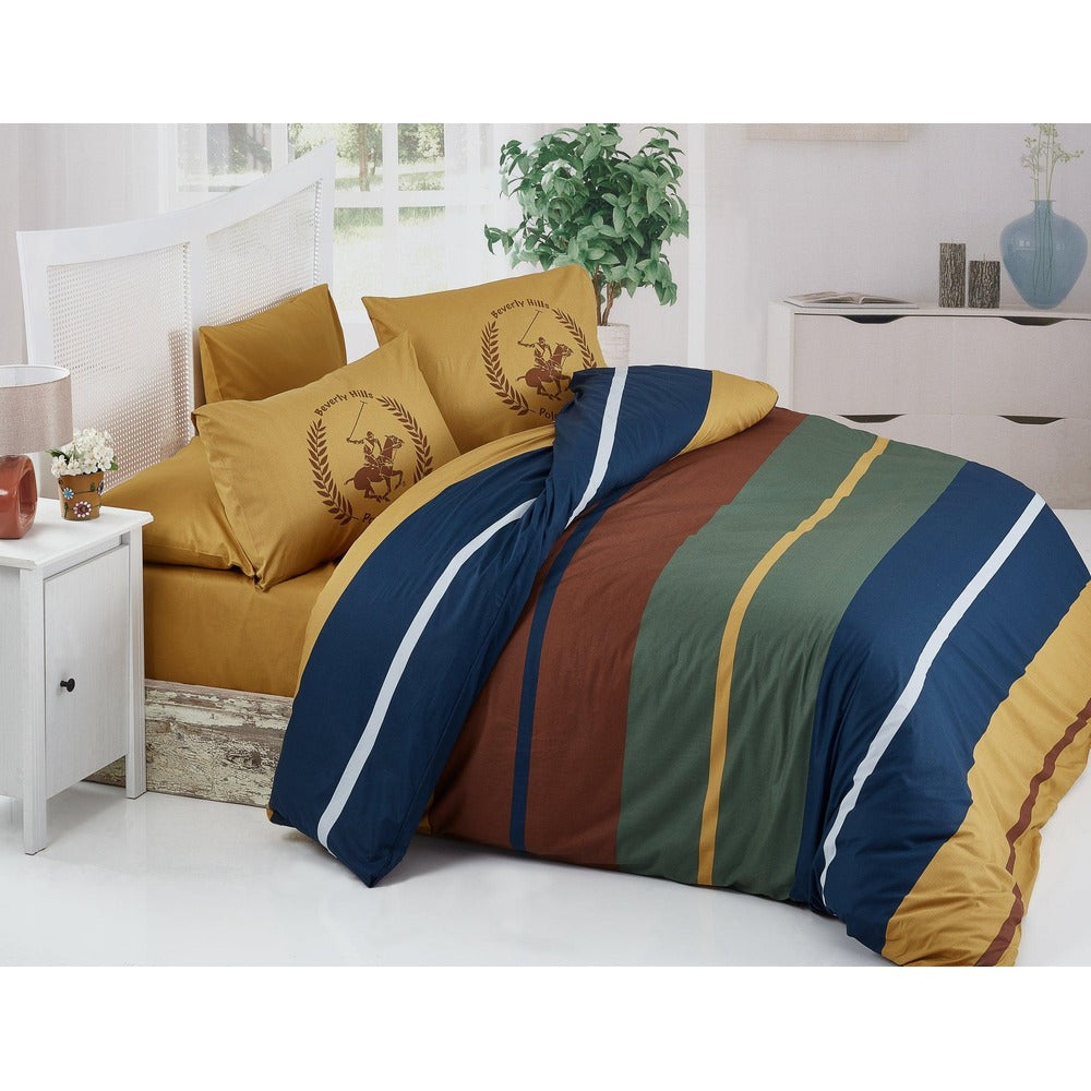 Set Lenjerie de pat double, 100% Bumbac Ranforce, Galben, 220x160 cm