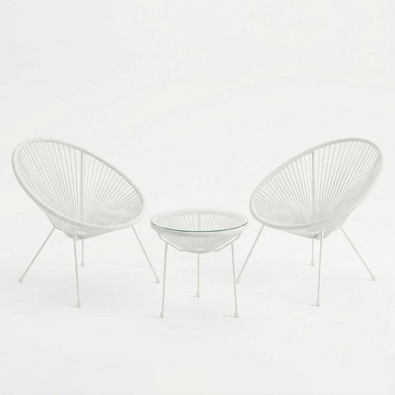 Set lounge exterior Acapulco, 3 piese, metal si ratan PE, Diverse culori, 50x50x52 cm - Alb