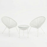 Set lounge exterior Acapulco, 3 piese, metal si ratan PE, Diverse culori, 50x50x52 cm - Alb