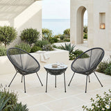 Set lounge exterior Acapulco, 3 piese, metal si ratan PE, Diverse culori, 50x50x52 cm - Set lounge exterior Acapulco, 3 piese, metal si ratan PE, Diverse culori, 50x50x52 cm