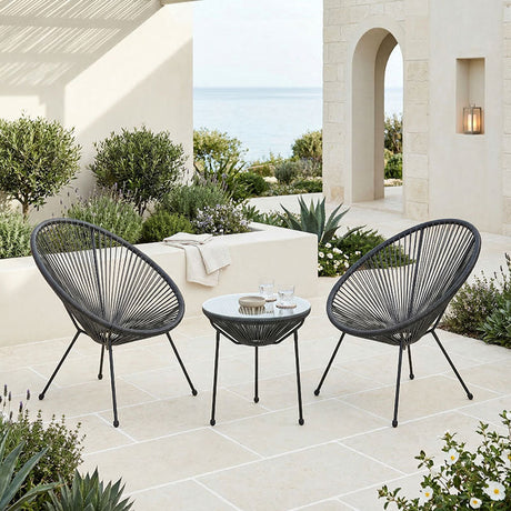 Set lounge exterior Acapulco, 3 piese, metal si ratan PE, Diverse culori, 50x50x52 cm