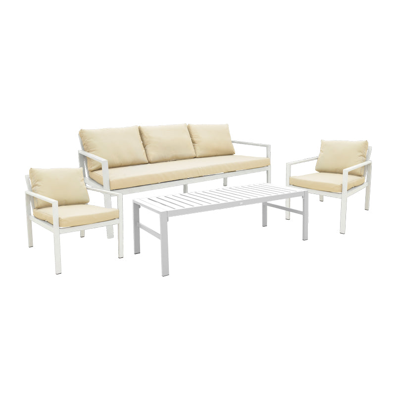 Set lounge exterior Gardenly I, 4 piese, 175x69x72 cm - Alb-Gri-Bej