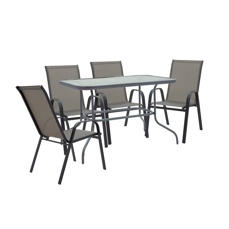 Set Masa + 4 scaune Valor-Calan, Gri - Maro, 110x60x70 cm - Set Masa + 4 scaune Valor-Calan, Gri - Maro, 110x60x70 cm
