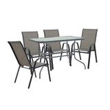 Set Masa + 4 scaune Valor-Calan, Gri - Maro, 110x60x70 cm - Set Masa + 4 scaune Valor-Calan, Gri - Maro, 110x60x70 cm