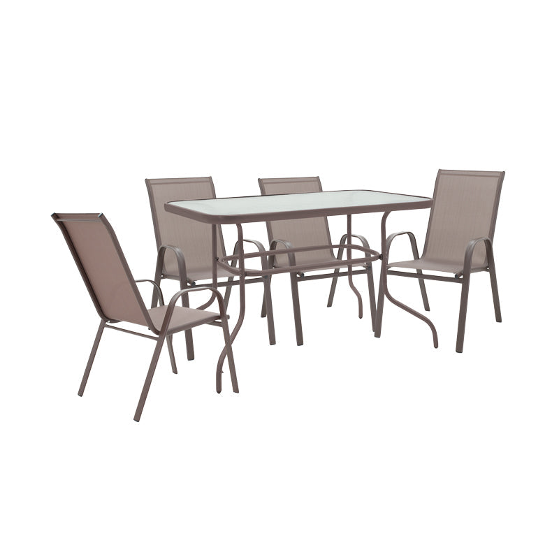 Set Masa + 4 scaune Valor-Calan, Gri - Maro, 110x60x70 cm - Set Masa + 4 scaune Valor-Calan, Gri - Maro, 110x60x70 cm - 130-000048