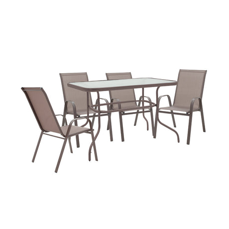 Set Masa + 4 scaune Valor-Calan, Gri - Maro, 110x60x70 cm