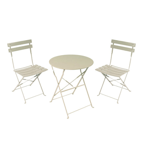 Set masa bistro pliabila 3 piese, metal, bej, 60x71 cm