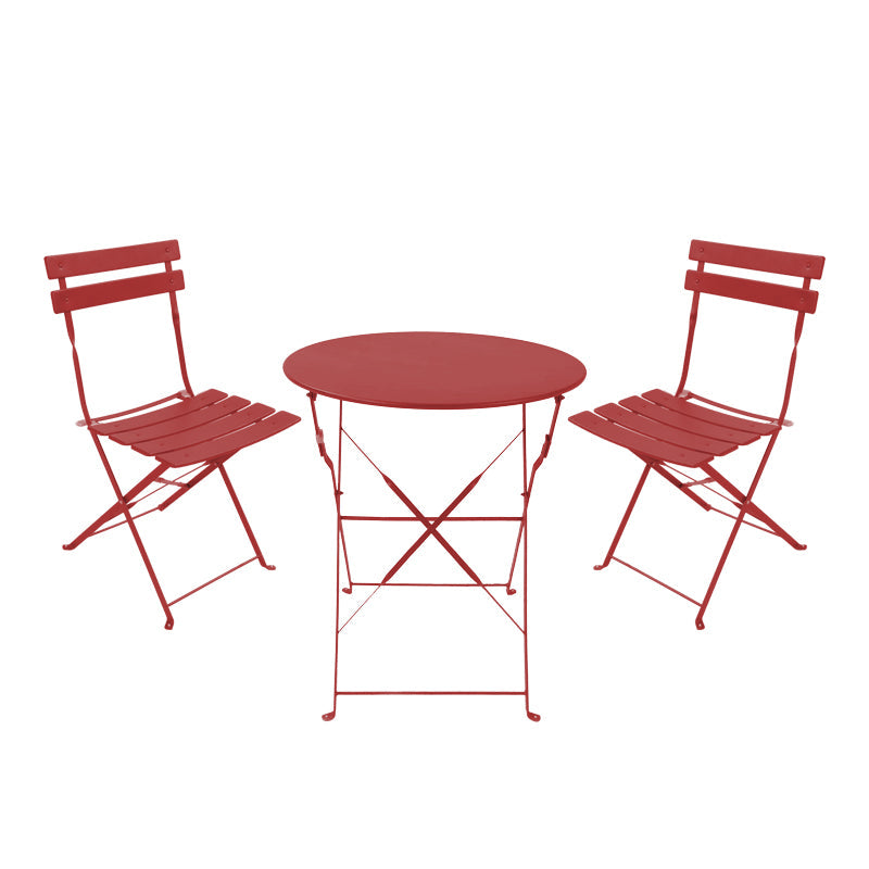 Set masa bistro pliabila pentru sufragerie, 3 piese, metal, teracota, Multicolor, 60x71 cm