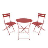 Set masa bistro pliabila pentru sufragerie, 3 piese, metal, teracota, Multicolor, 60x71 cm