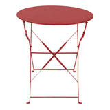 Set masa bistro pliabila pentru sufragerie, 3 piese, metal, teracota, Multicolor, 60x71 cm