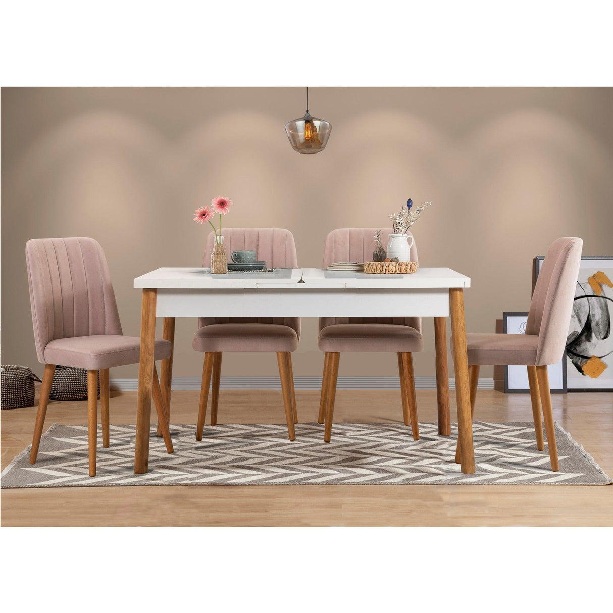 Set Masa Bucatarie și scaune (5 bucăți) Santiago 0900, Stejar, 120x75x77 cm