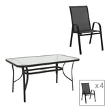 Set masă cu funcție extensibilă Calan, Metal și Sticlă, Negru, 140x80x70 cm