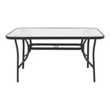 Set masă cu funcție extensibilă Calan, Metal și Sticlă, Negru, 140x80x70 cm