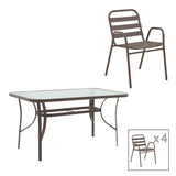 Set masă cu scaune Ensure-Sussie, metal, maro, 140x80x70 cm