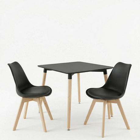 Set masă cu scaune Gaston și Natali, 3 piese, Natural, 70x70x75 cm