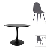 Set de sufragerie cu 5 piese Bella-Balou, negru-antracit, catifea, 100x73 cm