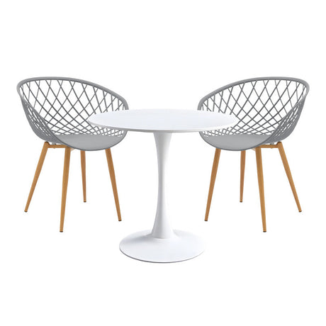Set de sufragerie Elijah-Ezra 3 piese, Gri-Alb, 60x74 cm