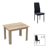 Set de sufragerie format 5 piese Manka-Parker fabricat, neagra-sonoma, 110x80x77 cm