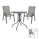 Set Masa de sufragerie Calan-Watson 3 metal Gri si sticla calita, D60x70 cm
