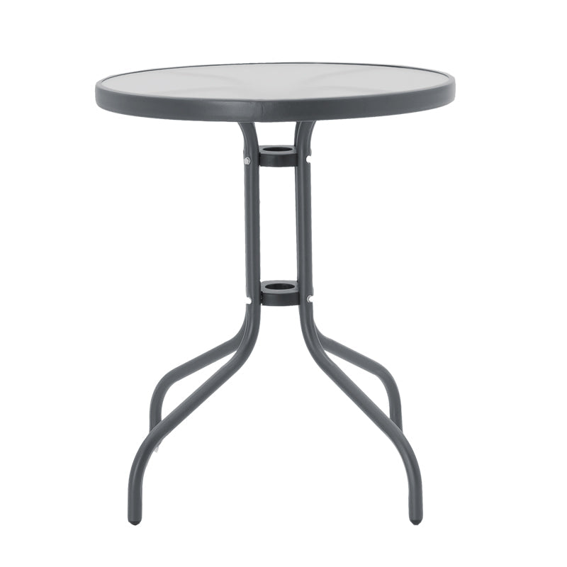 Set Masa de sufragerie Calan-Watson 3 metal Gri si sticla calita, D60x70 cm