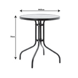 Set Masa de sufragerie Calan-Watson 3 metal Gri si sticla calita, D60x70 cm