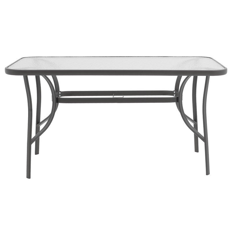 Set masă de sufragerie cu 4 scaune Ensure-Lindaria, Metal/ Sticlă, Gri antracit, 120x70x70 cm