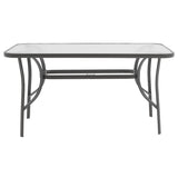 Set masă de sufragerie cu 4 scaune Ensure-Lindaria, Metal/ Sticlă, Gri antracit, 120x70x70 cm