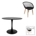 Set Masa de sufragerie Ezra-Balou 5 -mdf, negru-Natural, D100x75 cm