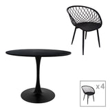 Set Masa de sufragerie Ezra-Balou I 5 -mdf, neagra, D120x75 cm