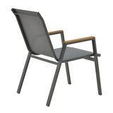 Set masa de sufragerie Thorio-Azelie 5 antracit aluminiu si placaj, Natural, 160x90x75 cm