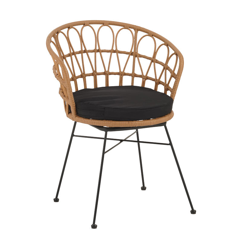 Set masa de sufragerie Thorio-Felicia 7 antracit aluminiu si placaj, Natural, 160x90x75 cm
