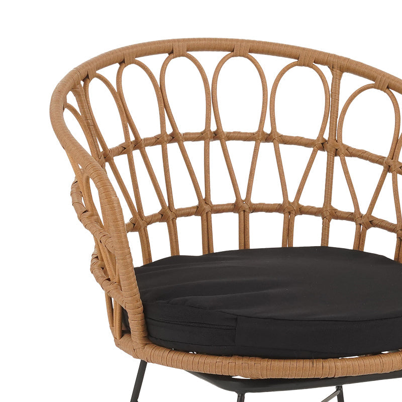Set masa de sufragerie Thorio-Felicia 7 antracit aluminiu si placaj, Natural, 160x90x75 cm