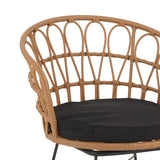 Set masa de sufragerie Thorio-Felicia 7 antracit aluminiu si placaj, Natural, 160x90x75 cm