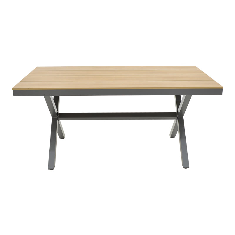 Set masa de sufragerie Thorio-Felicia 7 antracit aluminiu si placaj, Natural, 160x90x75 cm