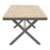 Set masa de sufragerie Thorio-Felicia 7 antracit aluminiu si placaj, Natural, 160x90x75 cm