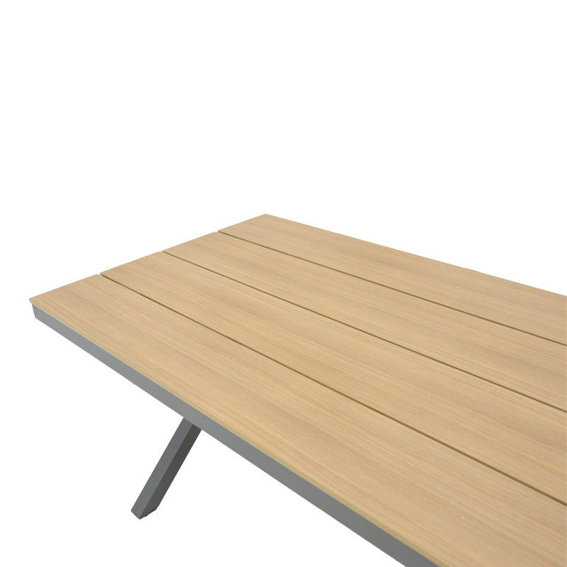 Set masa de sufragerie Thorio-Felicia 7 antracit aluminiu si placaj, Natural, 160x90x75 cm
