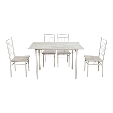 Set de sufragerie 5 piese cu masă și scaune Roza, și metal, Stejar, 120x65x75 cm