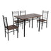 Set de sufragerie cu 5 piese, imitatie nuc și metal, model Roza, picioare, negre, 110x60x75 cm