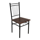 Set de sufragerie cu 5 piese, imitatie nuc și metal, model Roza, picioare, negre, 110x60x75 cm