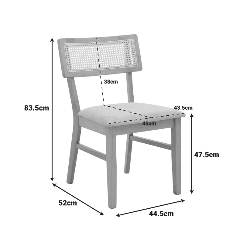 Set de sufragerie Raffles cu 7 piese, lemn cauciucat și ratan, natural, 150x90x76 cm