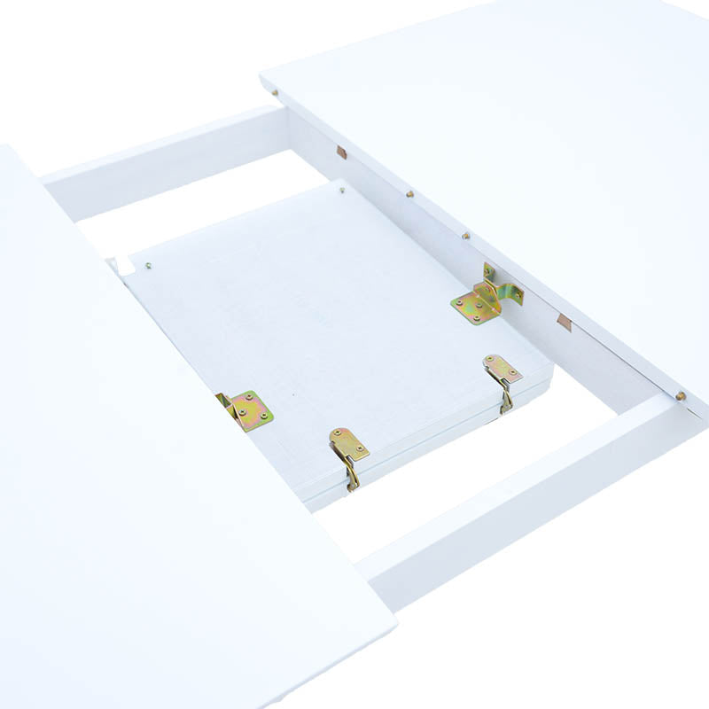 Set masa extensibila cu 5 piese Mabor-York, Lemn, Alb, 120-150x80x73 cm