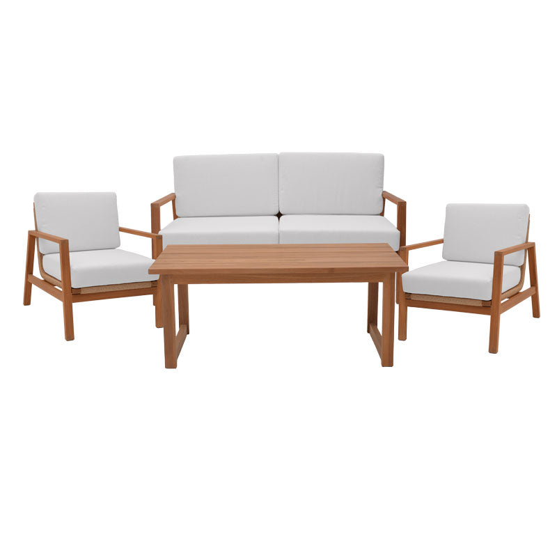 Set masa, fotolii si canapea 4 buc de gradina Doumain Boho, Natural, 150x90x72 cm