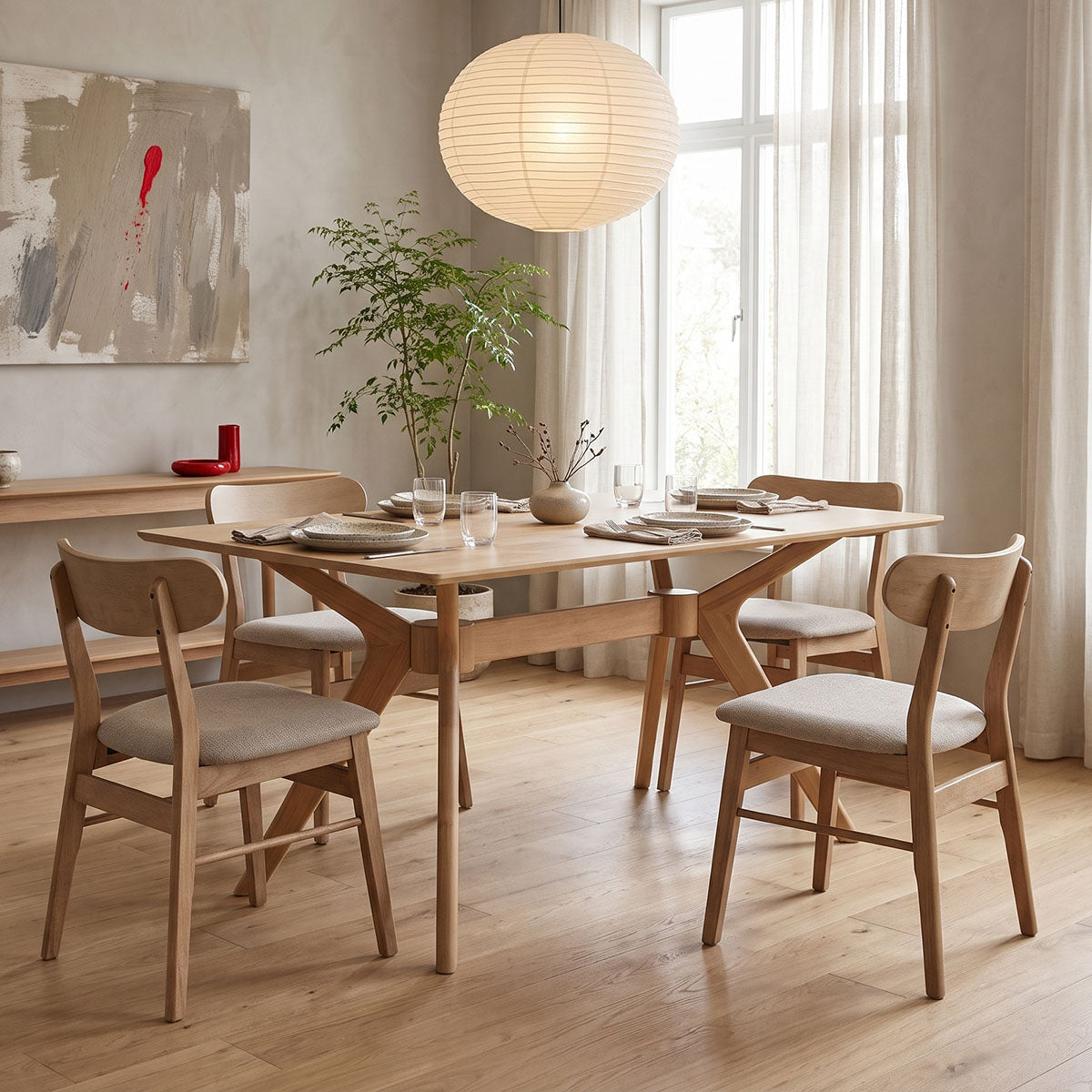 Bej - Nuc | SKU: 200-002105 | Set masă și 4 scaune Cairo-Raffles, Bej - Nuc, 150x90x76 cm, varianta Bej - Nuc, produs pentru amenajarea locuinței, disponibil online în România la CasaMob