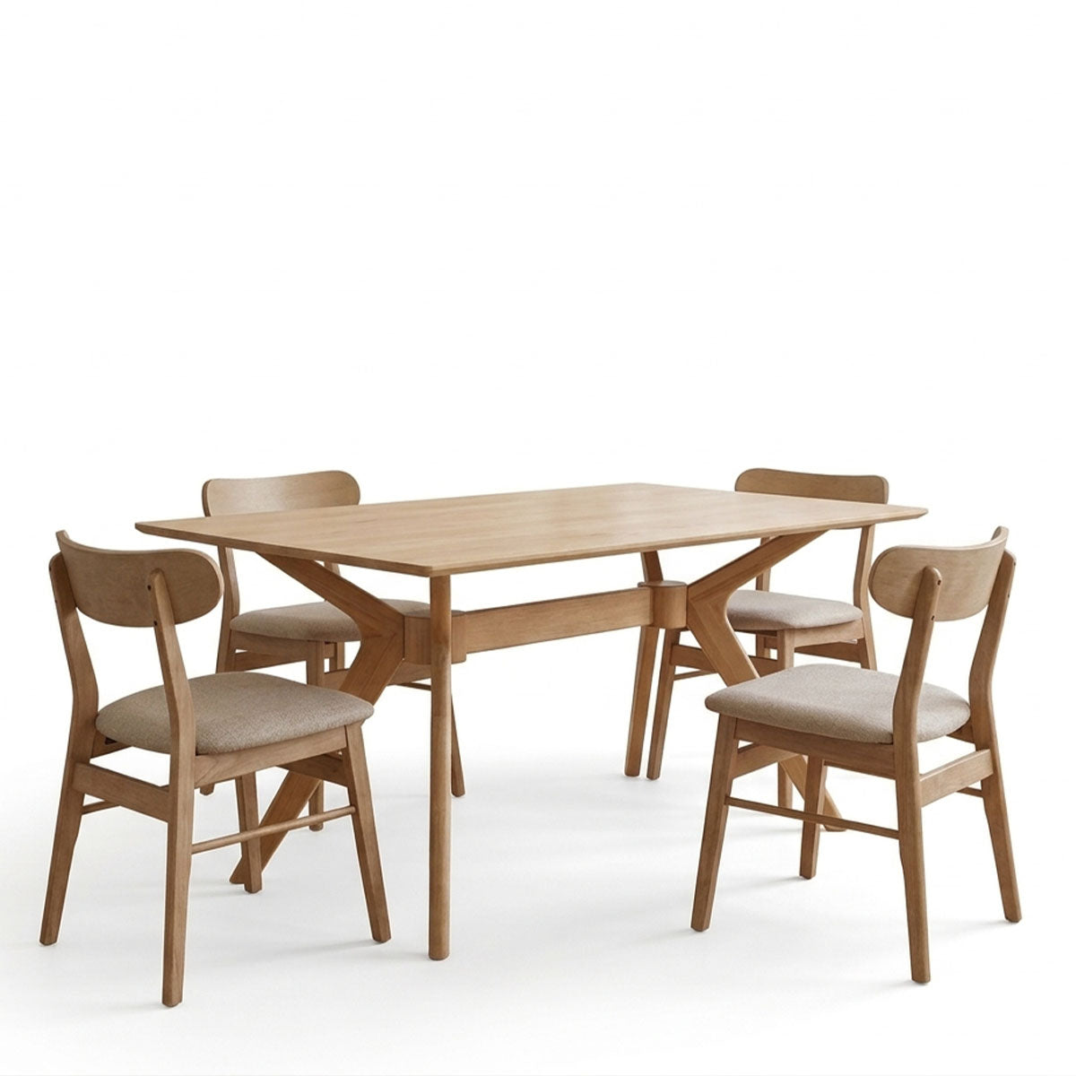 Bej - Nuc | SKU: 200-002105 | Set masă și 4 scaune Cairo-Raffles, Bej - Nuc, 150x90x76 cm, varianta Bej - Nuc, produs pentru amenajarea locuinței, disponibil online în România la CasaMob