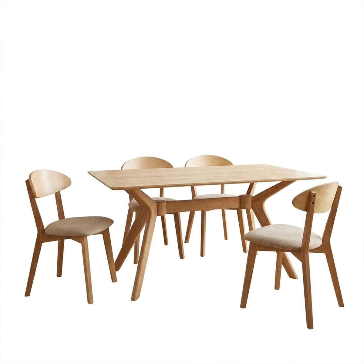 Bej - Nuc | SKU: 200-002106 | Set masă și 4 scaune Canon-Raffles, Bej - Nuc, 150x90x76 cm, varianta Bej - Nuc, produs pentru amenajarea locuinței, disponibil online în România la CasaMob